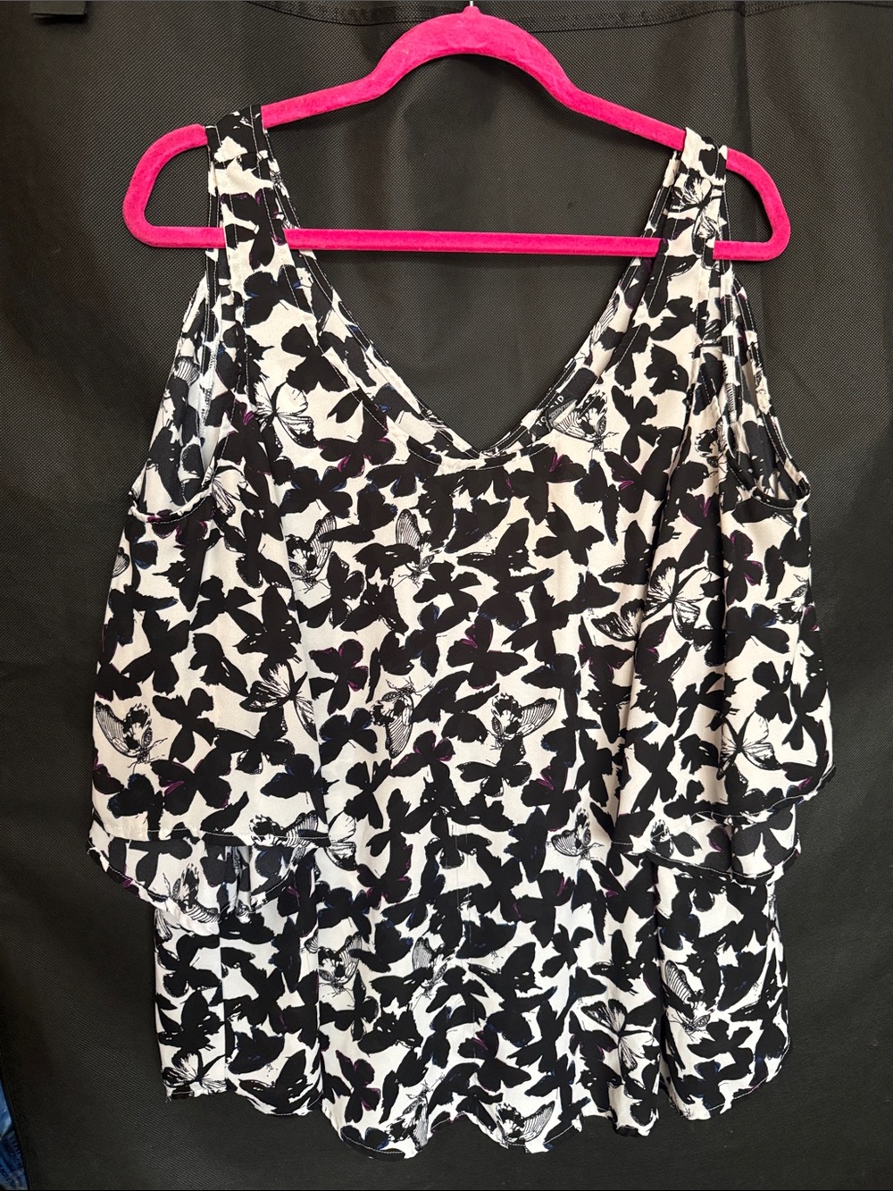 Torrid Black and White Butterfly Cold-Shoulder Women's Top